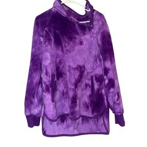 Green Tea - Womens purple tie dye LS pullover | L